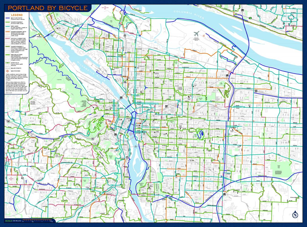 mapa de Portland bicicleta