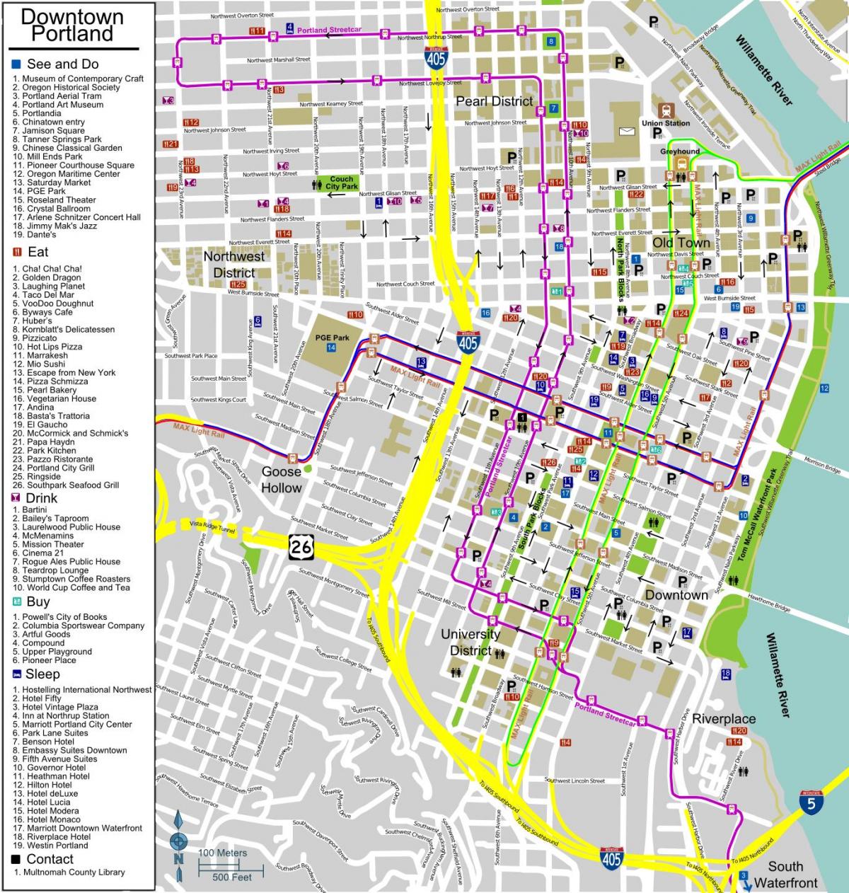 Portland mapa centre de la ciutat