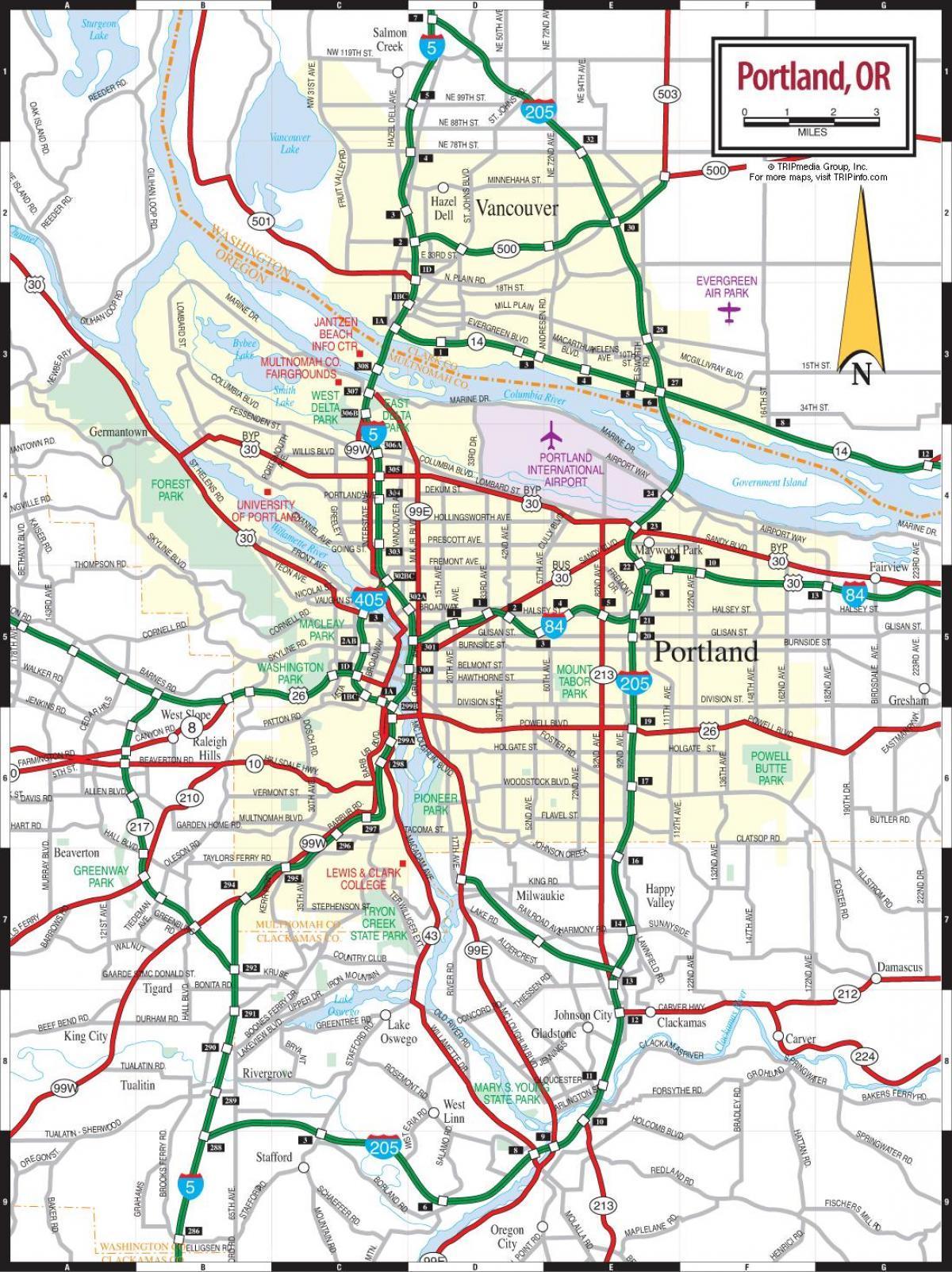 mapa de Portland o zona