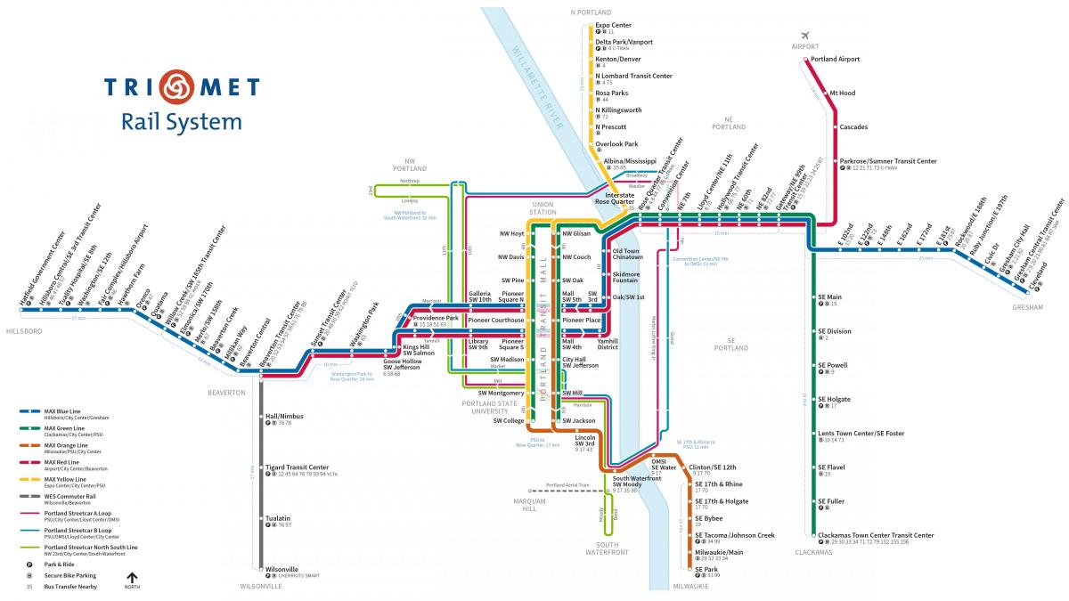 Portland Max tren lleuger mapa