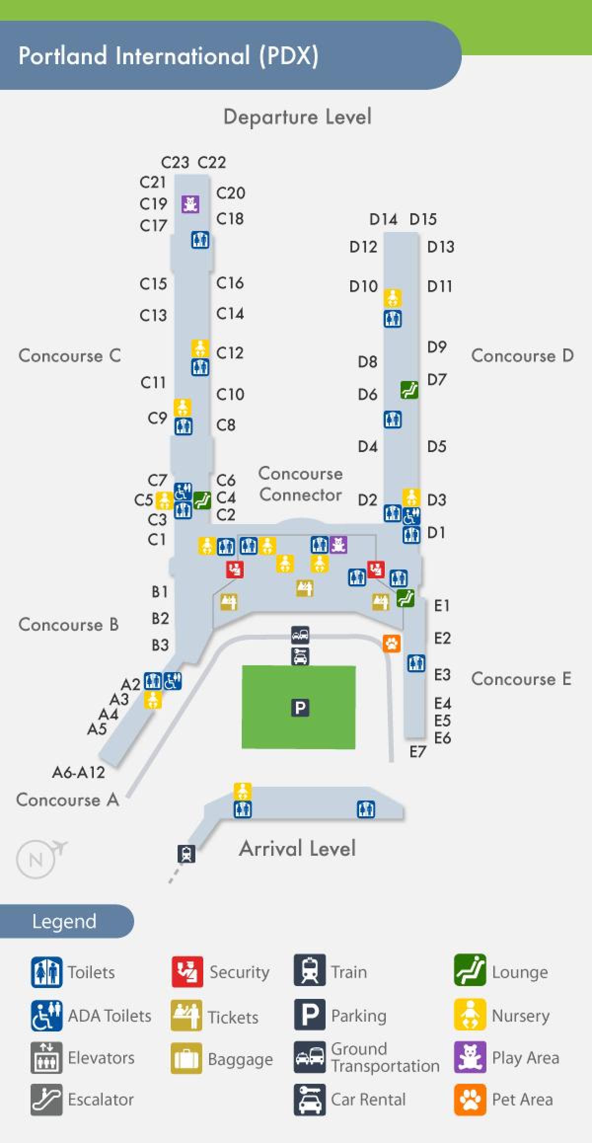 PDX mapa de l'aeroport.