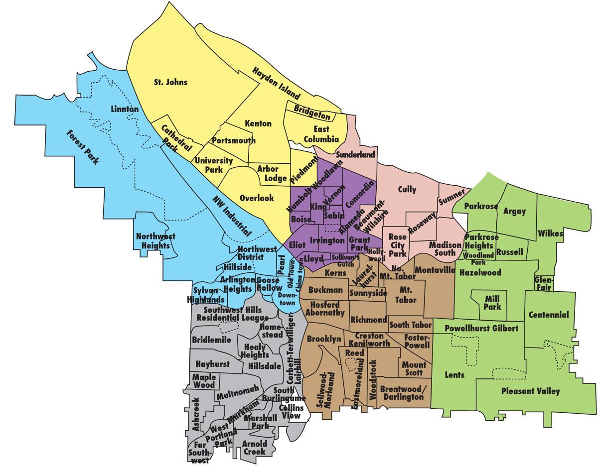 mapa de Portland barris