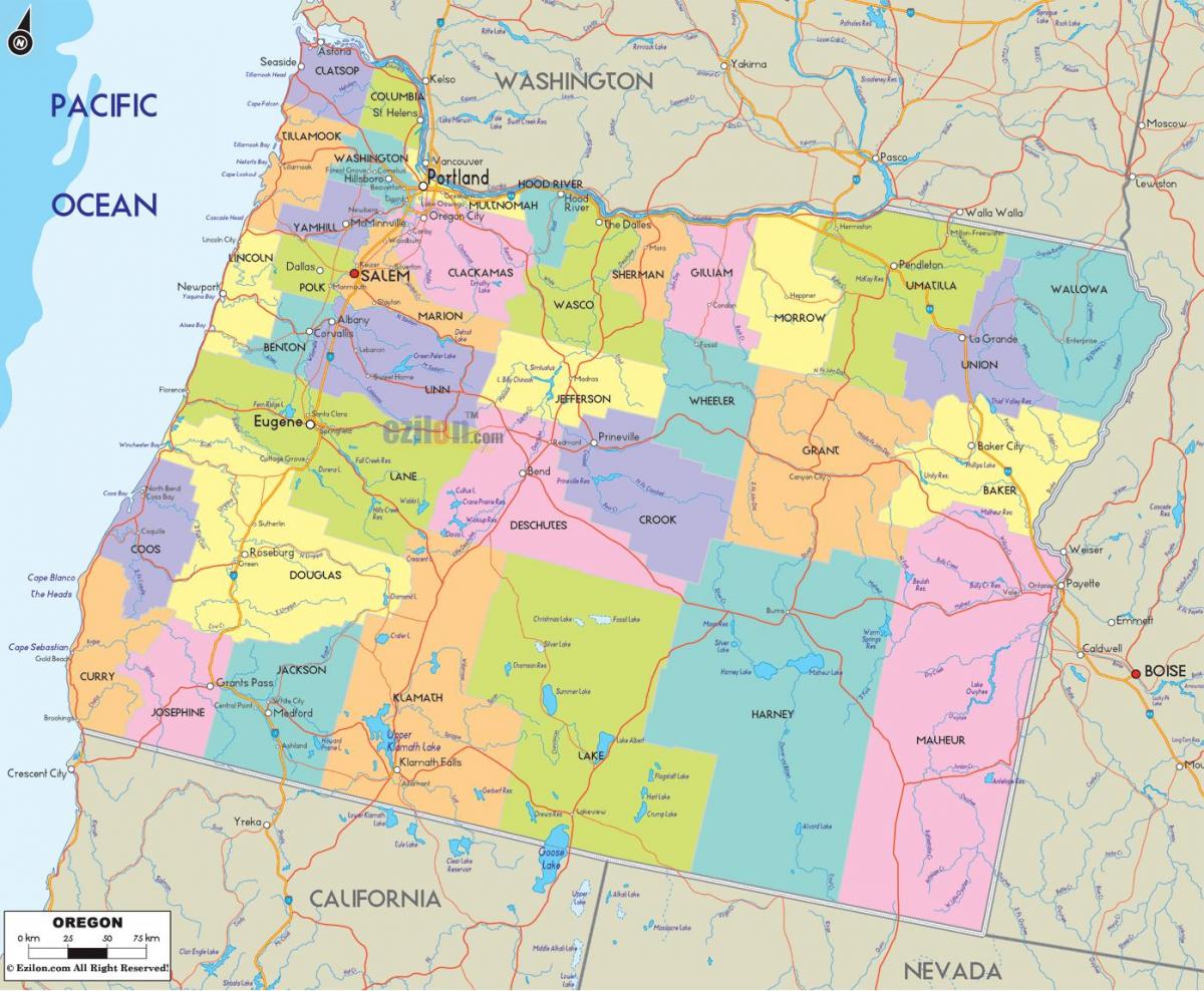 Portland Oregon comtat mapa