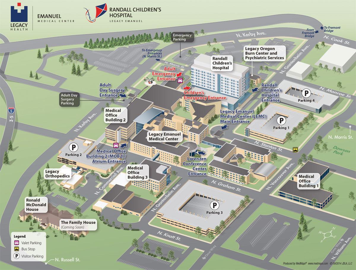 mapa de Portland hospital