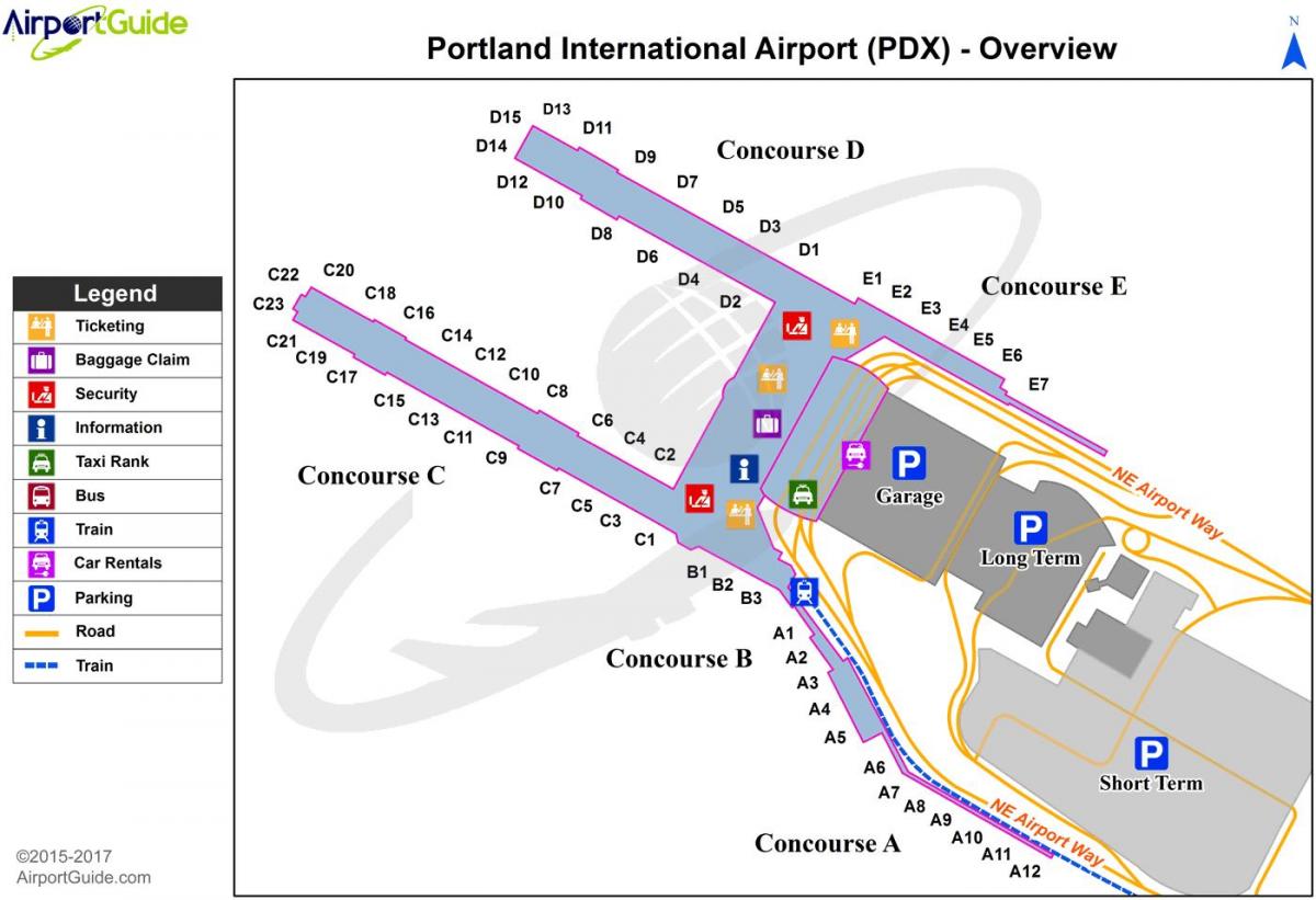 mapa de Portland l'aeroport