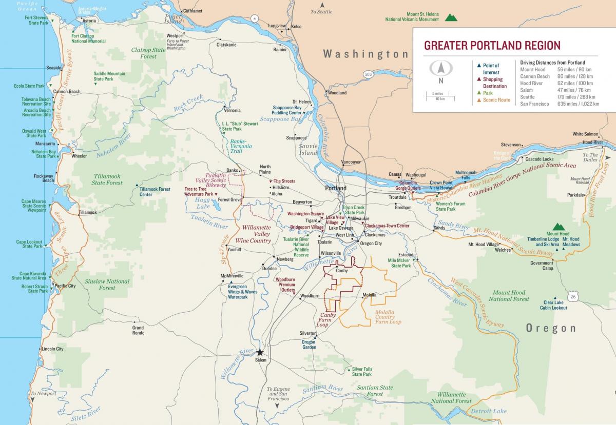 mapa Portland Oregon