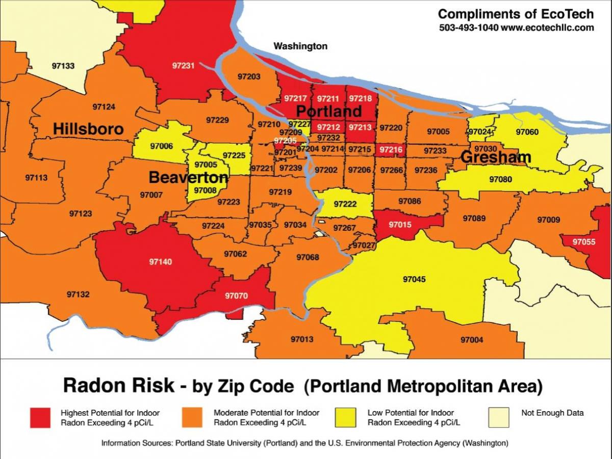 Zona de Portland codi mapa