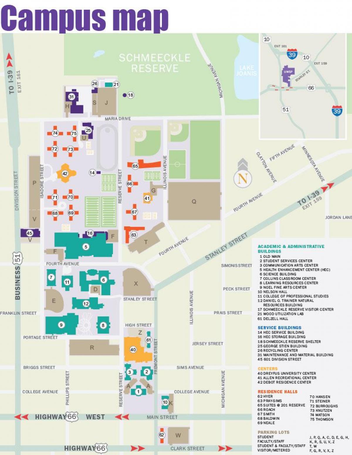 mapa de la Portland state University