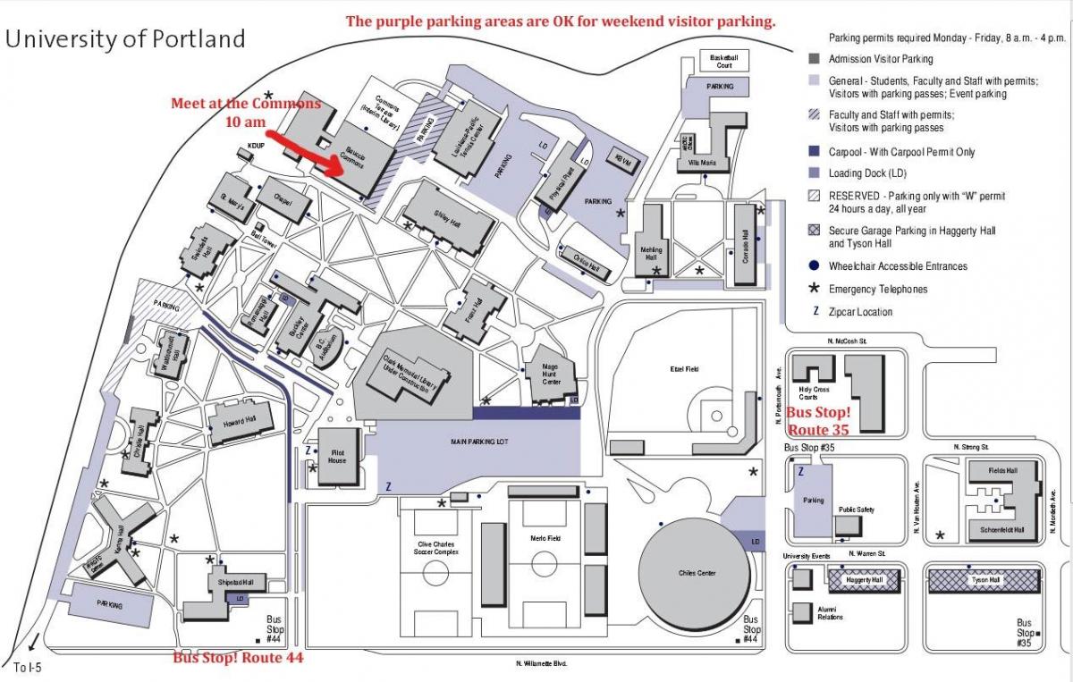 mapa de la Universitat de Portland