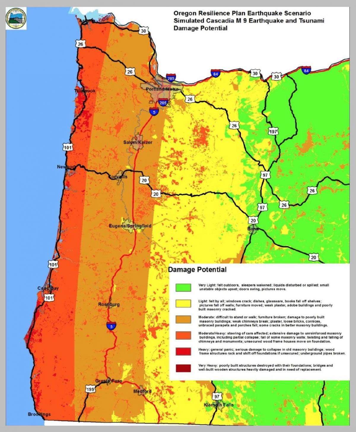 terratrèmol mapa Portland