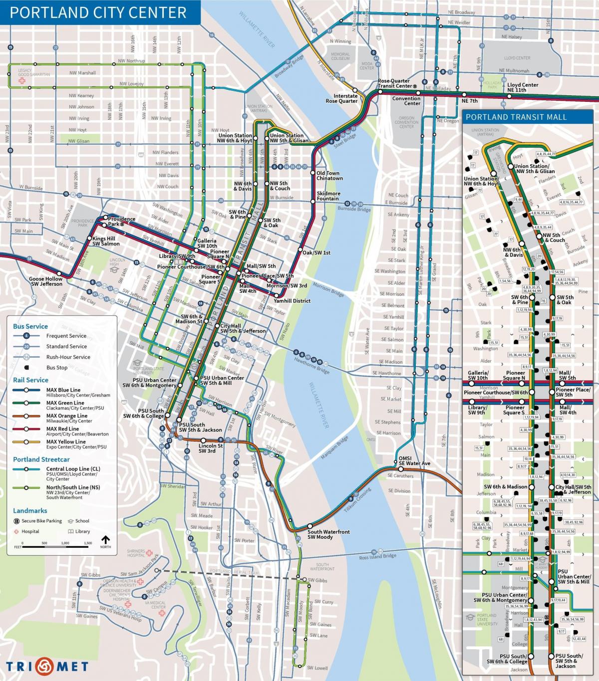 Portland Oregon transport públic mapa