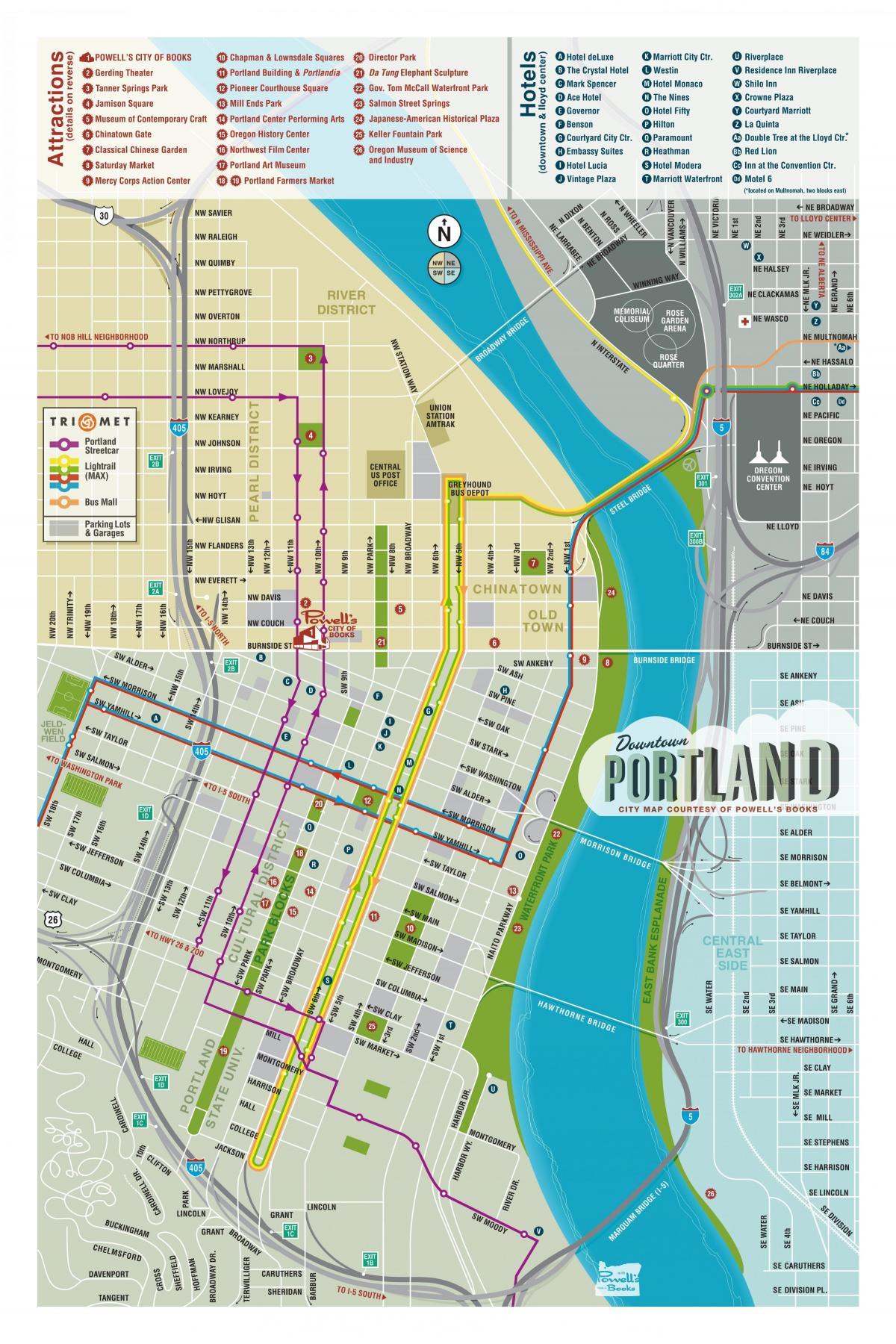 mapa de Portland visitants