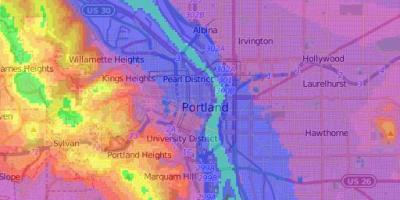 Elevació mapa Portland Oregon